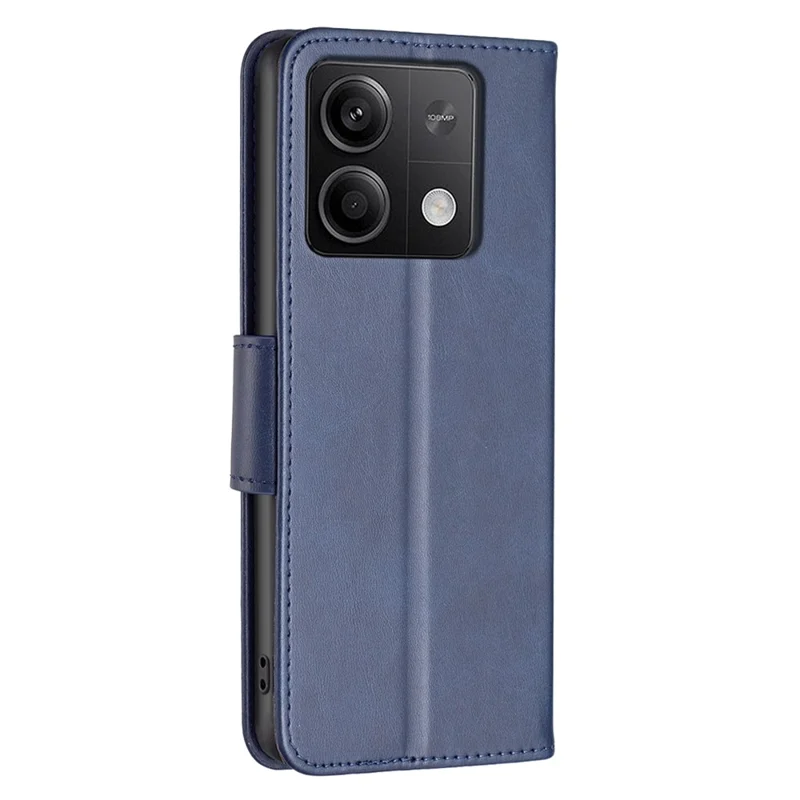 For Xiaomi Redmi Note 13 5G Leather Case Shockproof TPU Stand Solid Color Phone Cover - Blue
