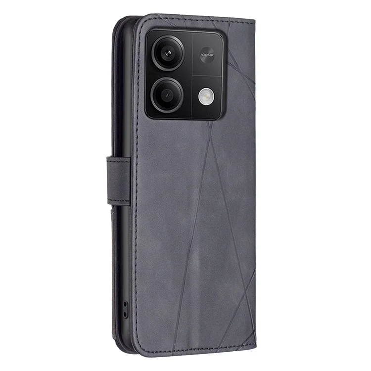 BINFEN COLOR BF05 für Xiaomi Redmi Note 13 5G Handyhülle Leder Klapphülle 3 Kartenfächer - Schwarz