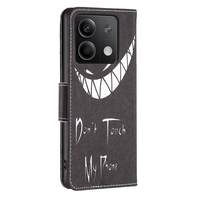 For Xiaomi Redmi Note 13 5G PU Leather Phone Case TPU Inner Shell Pattern Printing Design - Don't Touch My Phone