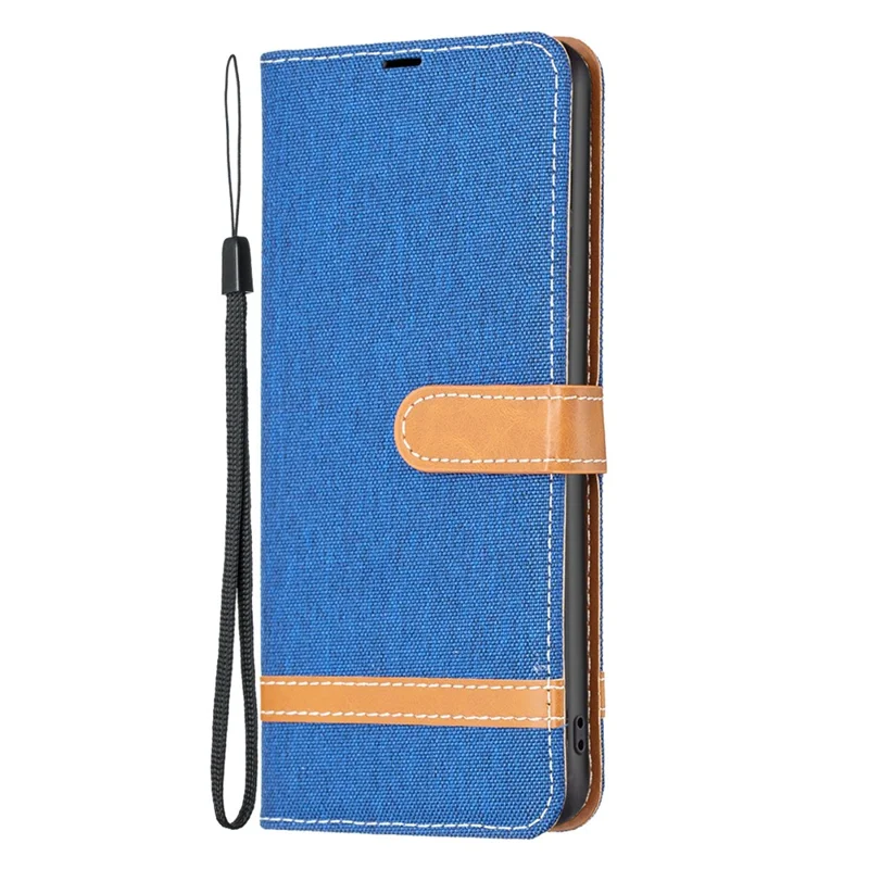 For Xiaomi Redmi Note 13 5G Leather Phone Case Wallet Cover Jeans Cloth Splicing - Sapphire