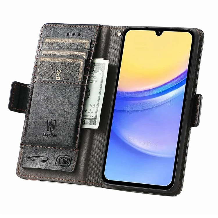 CASENEO 002 Series per Samsung Galaxy A15 4G / A15 5G Custodia per cellulare RFID Blocking Stand Cover - Nero