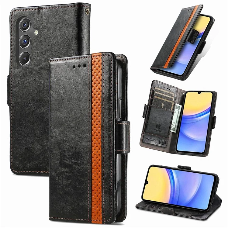 CASENEO 002 Series per Samsung Galaxy A15 4G / A15 5G Custodia per cellulare RFID Blocking Stand Cover - Nero