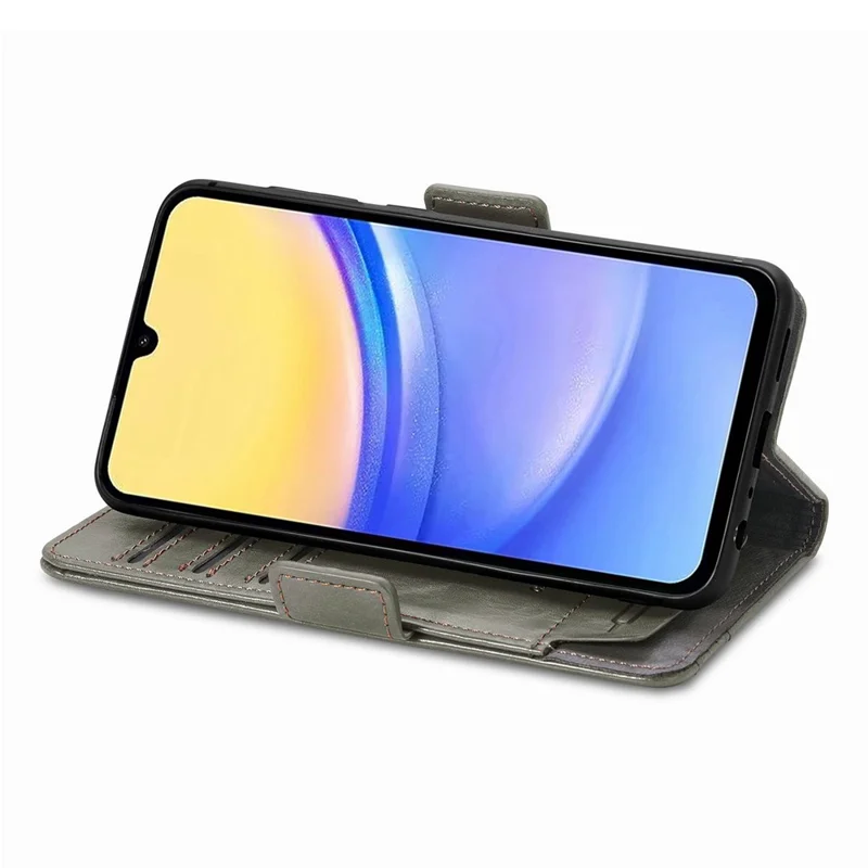 For Samsung Galaxy A15 4G / A15 5G Phone Cases CASENEO PU Leather Cover Stand with RFID Blocking Wallet - Grey
