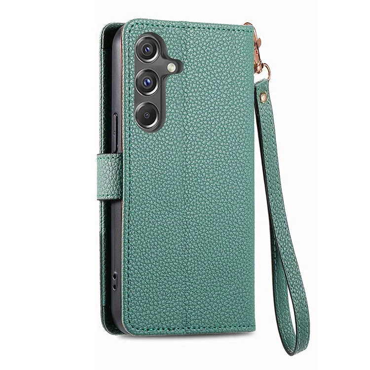For Samsung Galaxy A15 4G / 5G Phone Case Heart Pattern Leather RFID Blocking Cover - Green