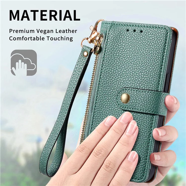 For Samsung Galaxy A15 4G / 5G Phone Case Heart Pattern Leather RFID Blocking Cover - Green