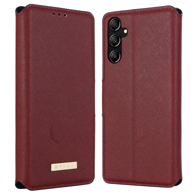MUXMA MX115 for Samsung Galaxy A35 5G Cross Texture Case Phone Stand Wallet PU Leather Cover - Red