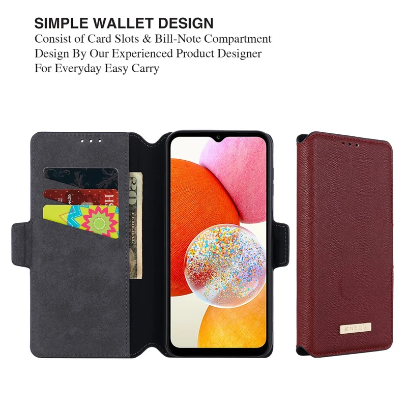 MUXMA MX115 for Samsung Galaxy A35 5G Cross Texture Case Phone Stand Wallet PU Leather Cover - Red