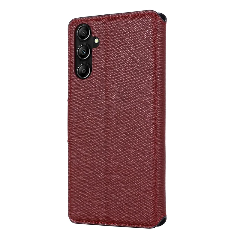 MUXMA MX115 for Samsung Galaxy A35 5G Cross Texture Case Phone Stand Wallet PU Leather Cover - Red