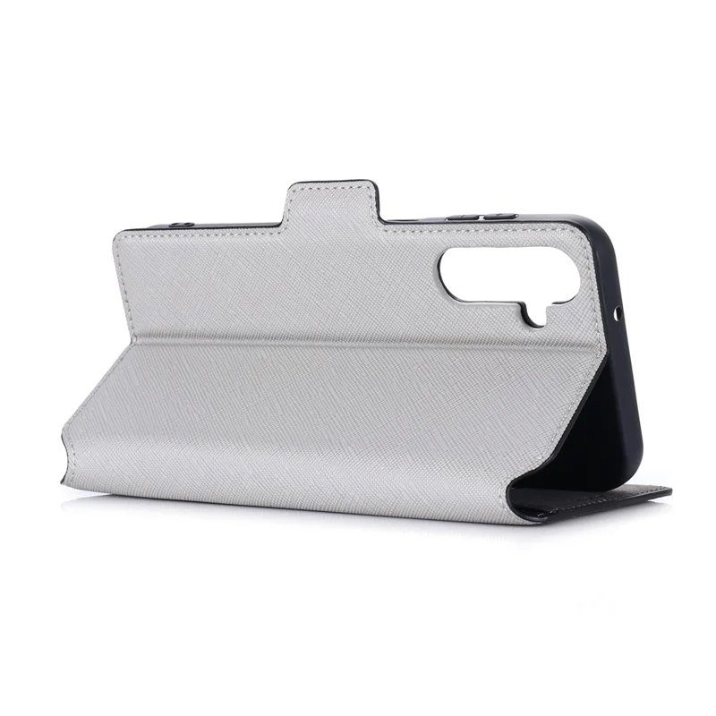 MUXMA MX115 for Samsung Galaxy A35 5G Cross Texture Case Phone Stand Wallet PU Leather Cover - White
