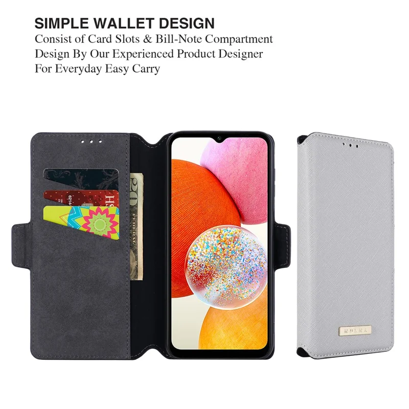 MUXMA MX115 for Samsung Galaxy A35 5G Cross Texture Case Phone Stand Wallet PU Leather Cover - White