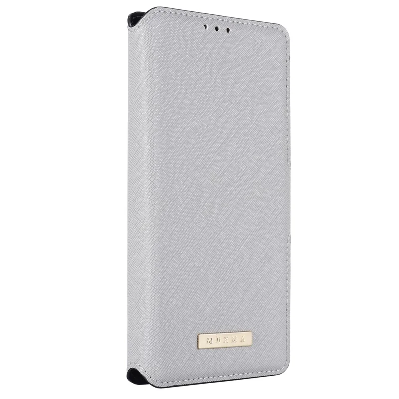 MUXMA MX115 for Samsung Galaxy A35 5G Cross Texture Case Phone Stand Wallet PU Leather Cover - White