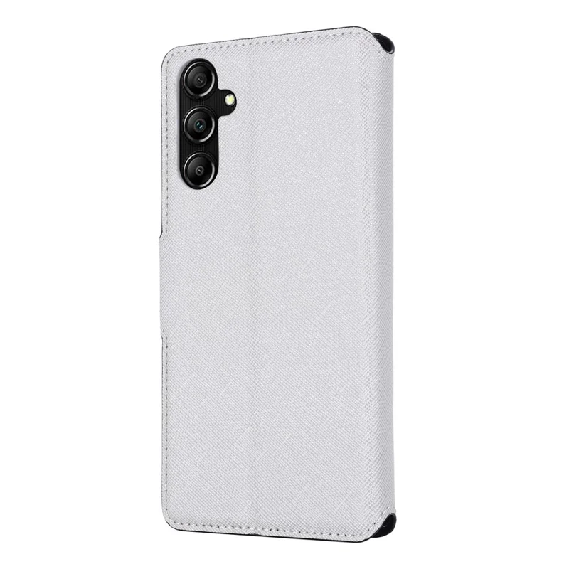 MUXMA MX115 for Samsung Galaxy A35 5G Cross Texture Case Phone Stand Wallet PU Leather Cover - White