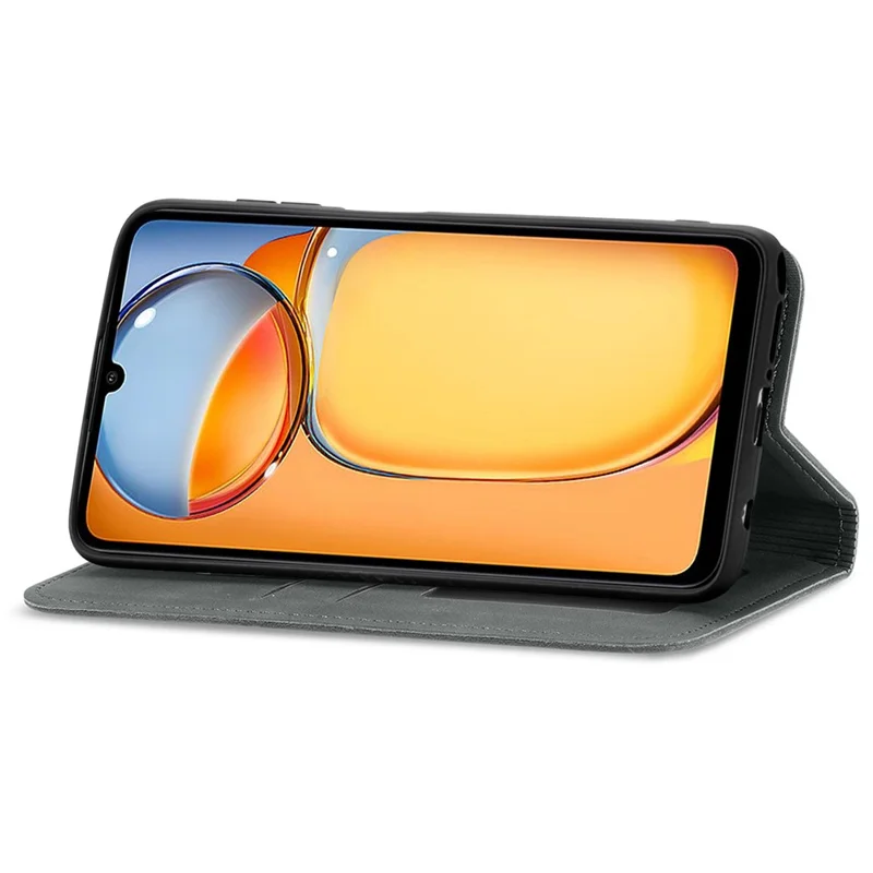 For Xiaomi Redmi 13C 4G / 13C 5G / 13R 5G / Poco M6 5G / Poco C65 4G Leather Case Magnetic Absorption Phone Stand Cover - Grey