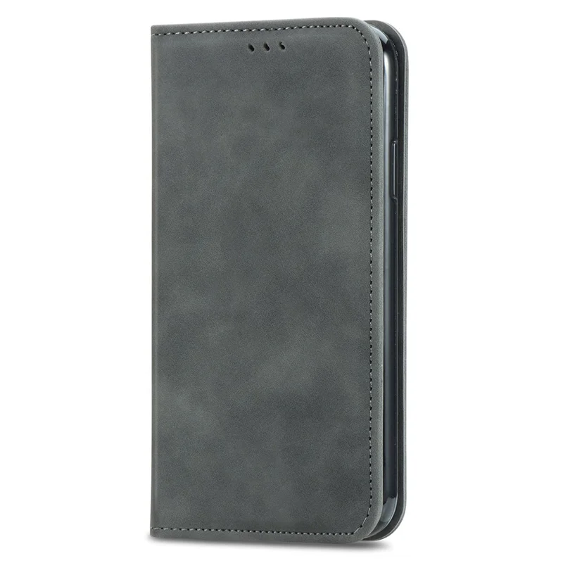 For Xiaomi Redmi 13C 4G / 13C 5G / 13R 5G / Poco M6 5G / Poco C65 4G Leather Case Magnetic Absorption Phone Stand Cover - Grey