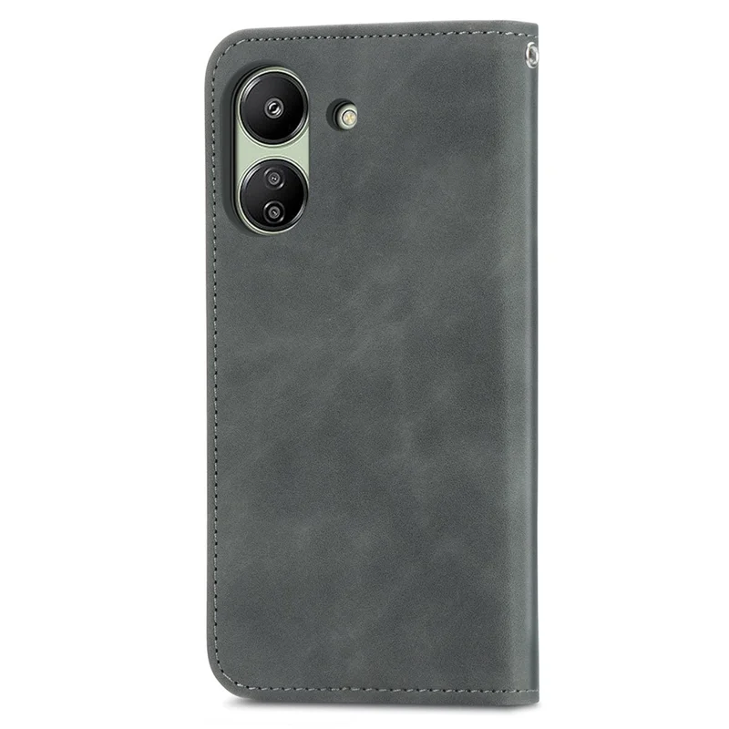 For Xiaomi Redmi 13C 4G / 13C 5G / 13R 5G / Poco M6 5G / Poco C65 4G Leather Case Magnetic Absorption Phone Stand Cover - Grey