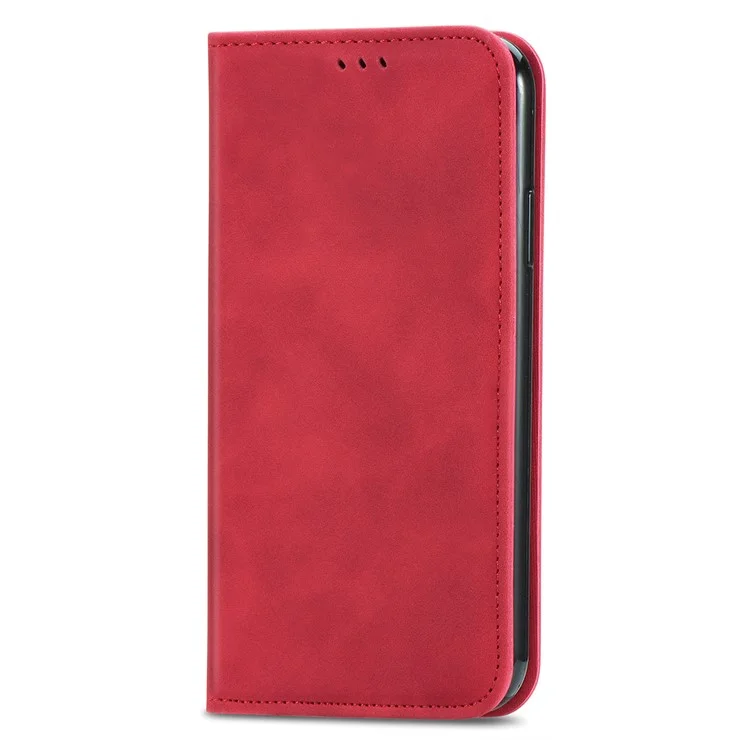 For ZTE Blade A73 5G Magnetic Case Card Slots PU Leather Anti-scratch Phone Cover - Red