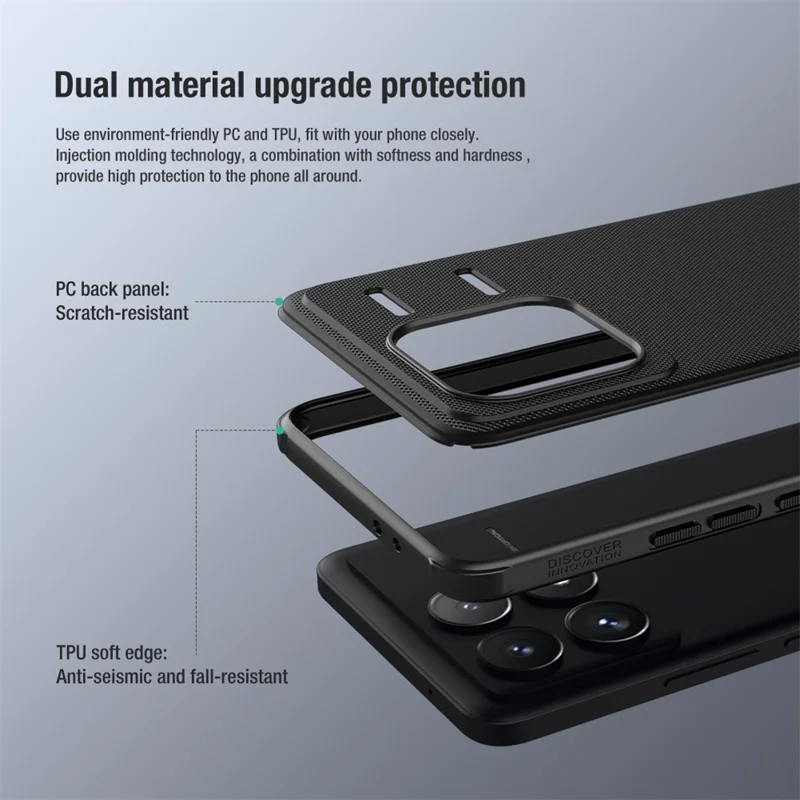 NILLKIN Super Frosted Shield Pro per Xiaomi Poco F6 Pro 5G / Redmi K70 5G / K70 Pro 5G Case PC+TPU Matte Phone Cover - Blu