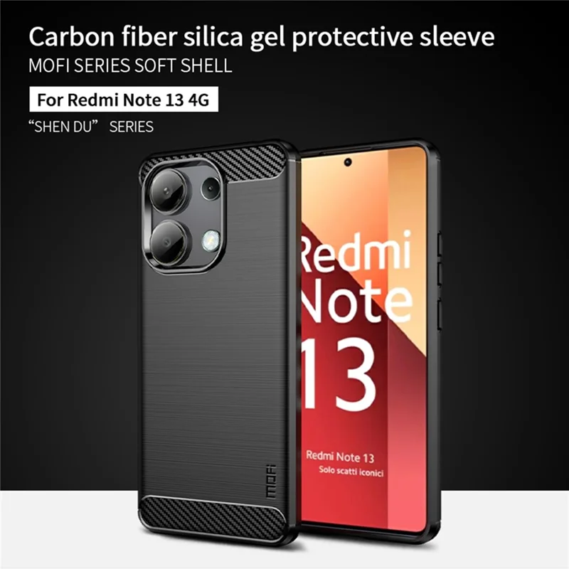 MOFI JK TPU Series-1 For Xiaomi Redmi Note 13 4G TPU Phone Case Carbon Fiber Texture - Black