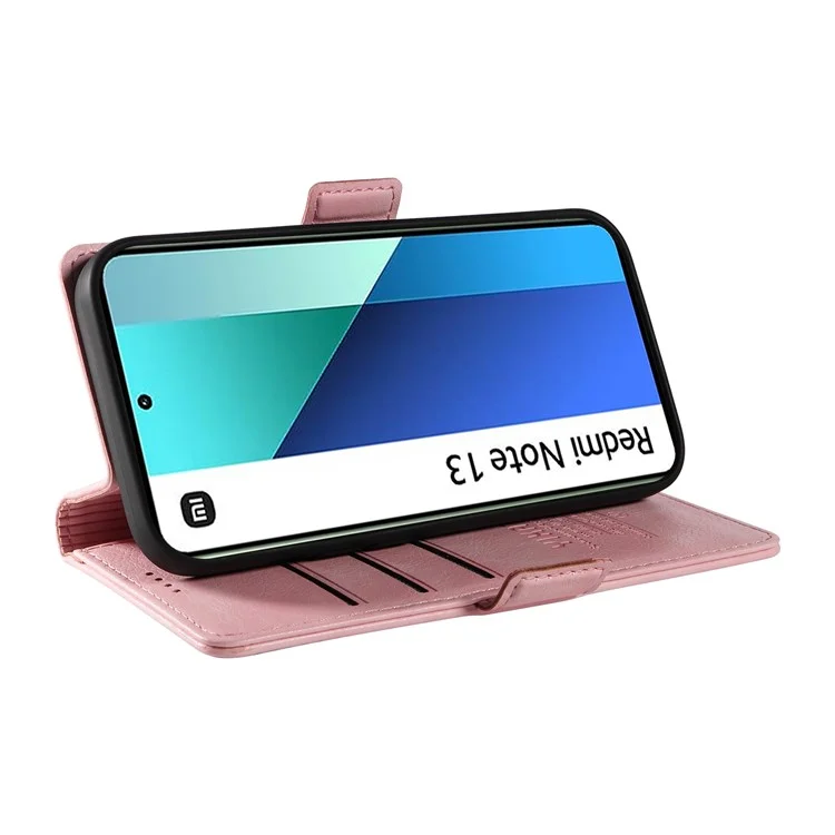 YIKATU YK-007 Für Xiaomi Redmi Note 13 4G Ledertasche Litchi-Textur Cover Phone Wallet - Pink