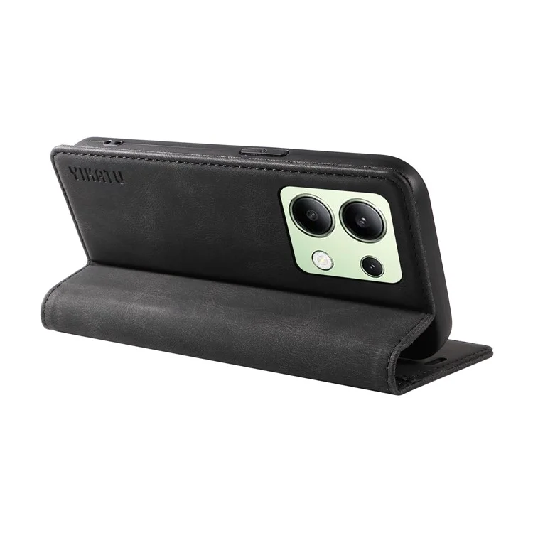 YIKATU YK-004 per Xiaomi Redmi Note 13 4G Custodia in pelle Wallet Chiusura magnetica - Nero