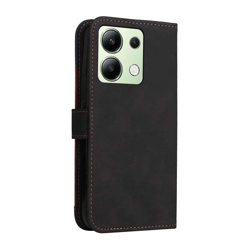 Pour Xiaomi Redmi Note 13 4G Étui en cuir Splicing Trois couleurs Housse de téléphone - Noir