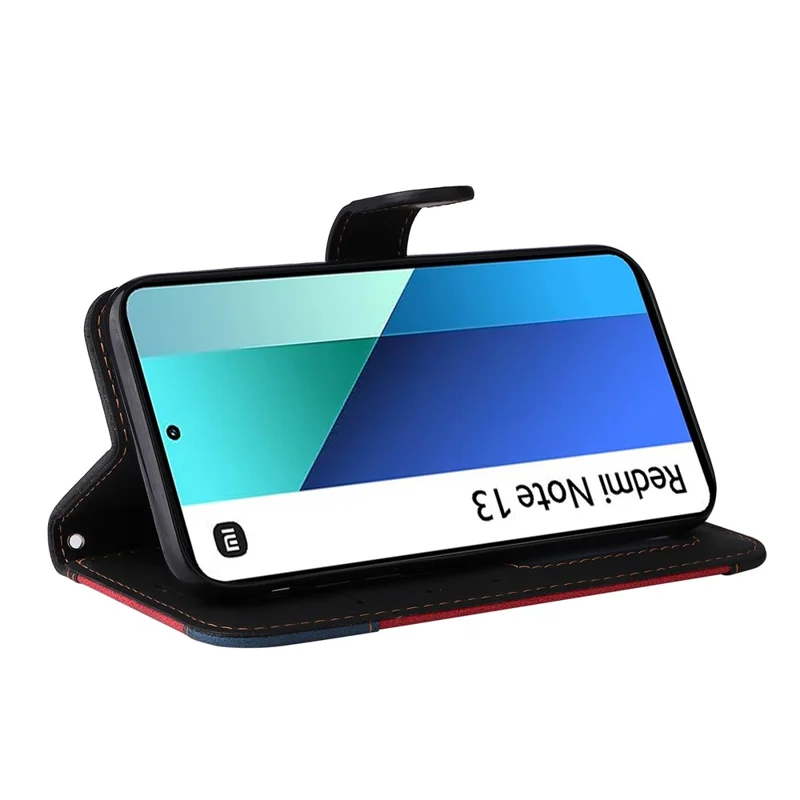 Pour Xiaomi Redmi Note 13 4G Étui en cuir Splicing Trois couleurs Housse de téléphone - Noir