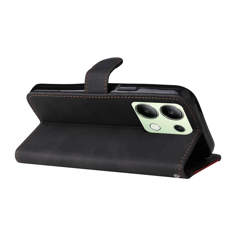 Pour Xiaomi Redmi Note 13 4G Étui en cuir Splicing Trois couleurs Housse de téléphone - Noir