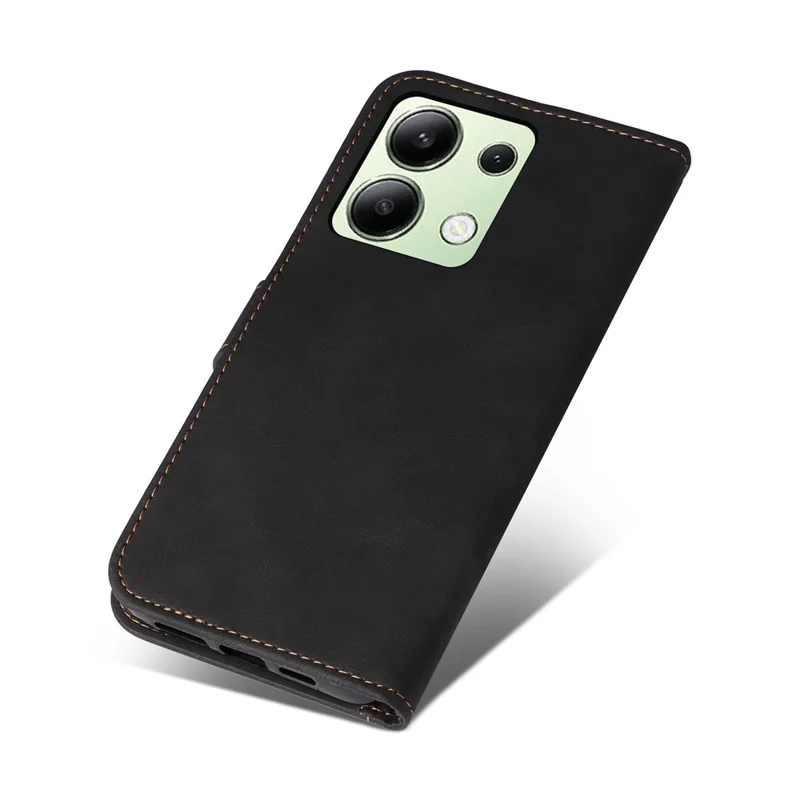 Pour Xiaomi Redmi Note 13 4G Étui en cuir Splicing Trois couleurs Housse de téléphone - Noir