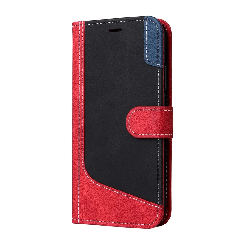 Etui skórzane do Xiaomi Redmi Note 13 4G, pokrowiec z trójkolorowym połączeniem - czerwony