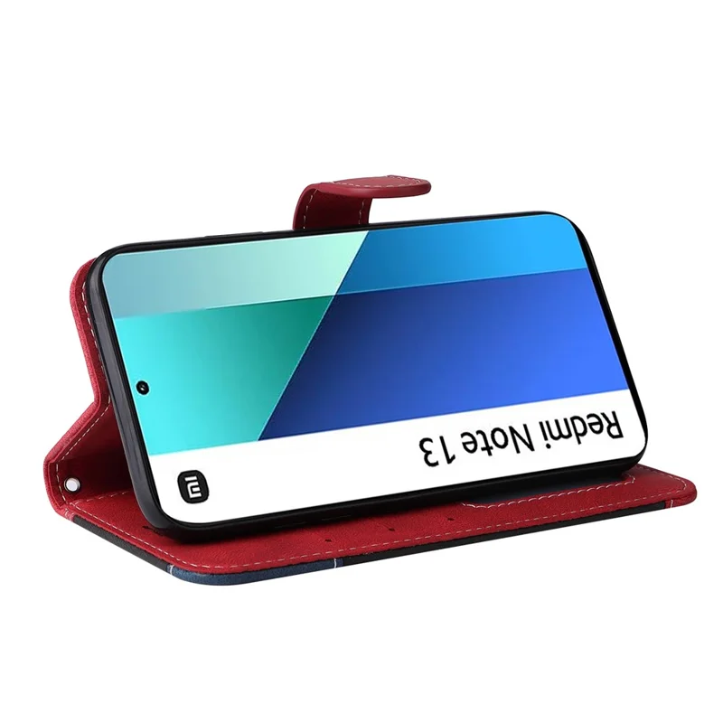 Etui skórzane do Xiaomi Redmi Note 13 4G, pokrowiec z trójkolorowym połączeniem - czerwony