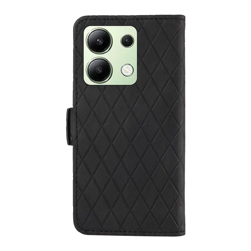 For Xiaomi Redmi Note 13 4G Leather Case Wallet Phone Cover Rhombus Pattern - Black