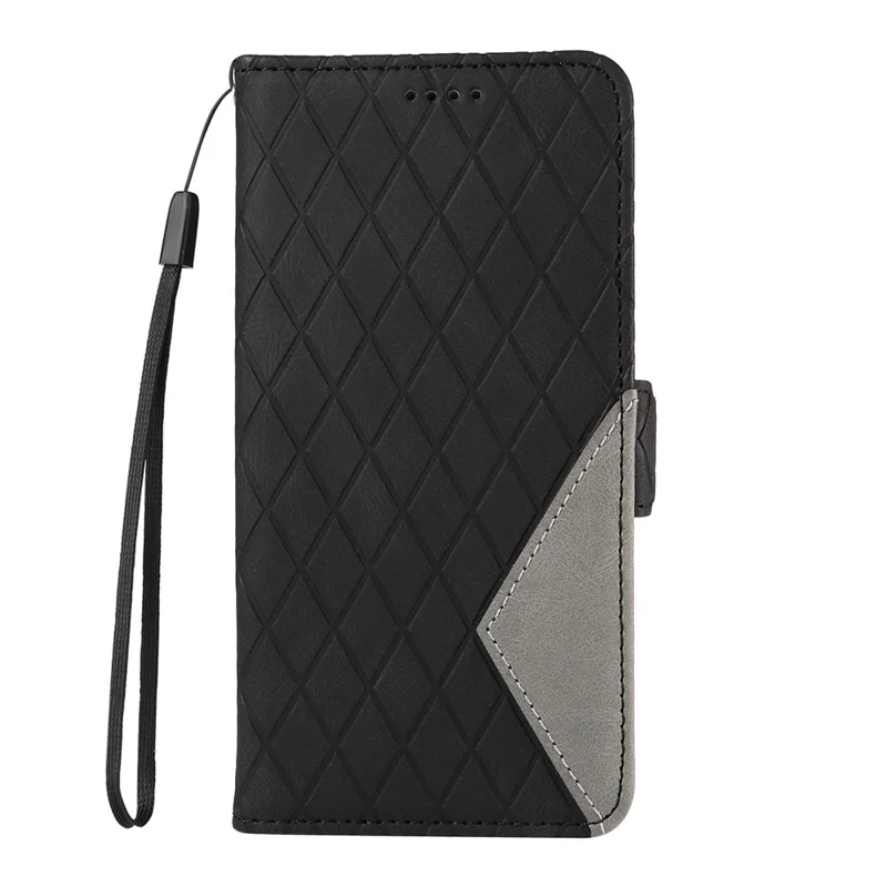 For Xiaomi Redmi Note 13 4G Leather Case Wallet Phone Cover Rhombus Pattern - Black