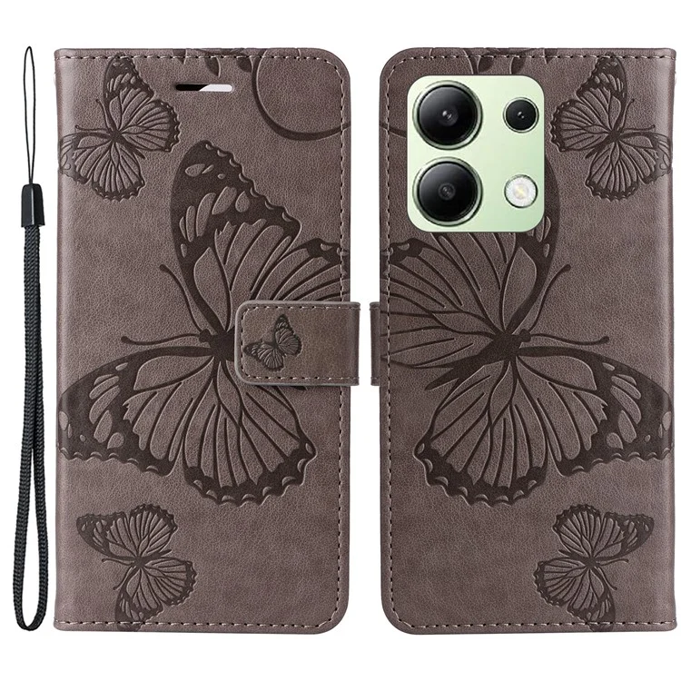 KT Imprinting Flower Series-2 Für Xiaomi Redmi Note 13 4G Hülle Leder Cover mit Geldbörse - Grau