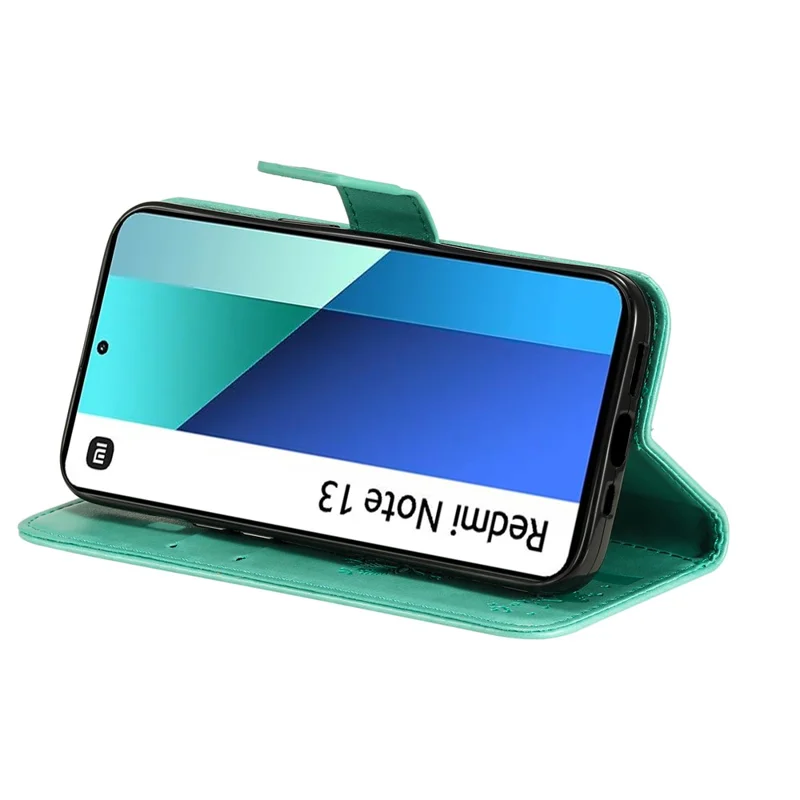 For Xiaomi Redmi Note 13 4G Phone Case with Stand Cat Tree Pattern Leather Wallet Mobile Cover - Green