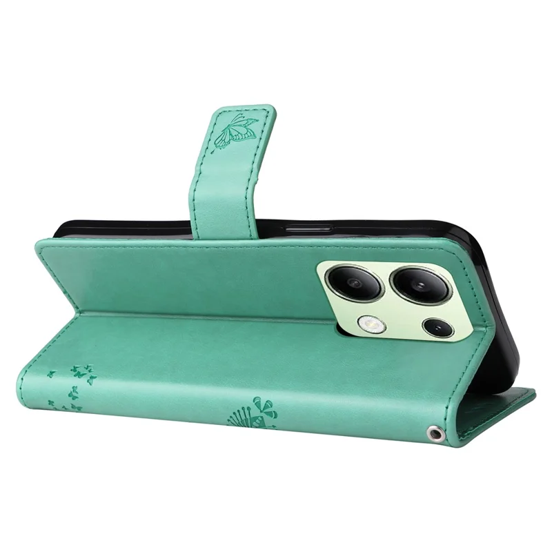 For Xiaomi Redmi Note 13 4G Phone Case with Stand Cat Tree Pattern Leather Wallet Mobile Cover - Green