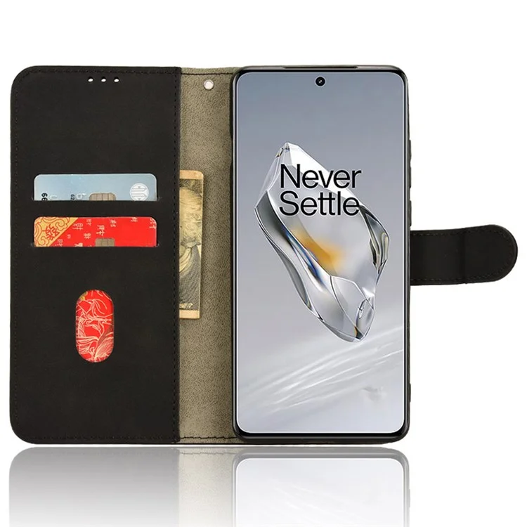 For OnePlus Ace 3 5G / 12R 5G Leather Case Skin-Feel Phone Cover with Wallet - Black