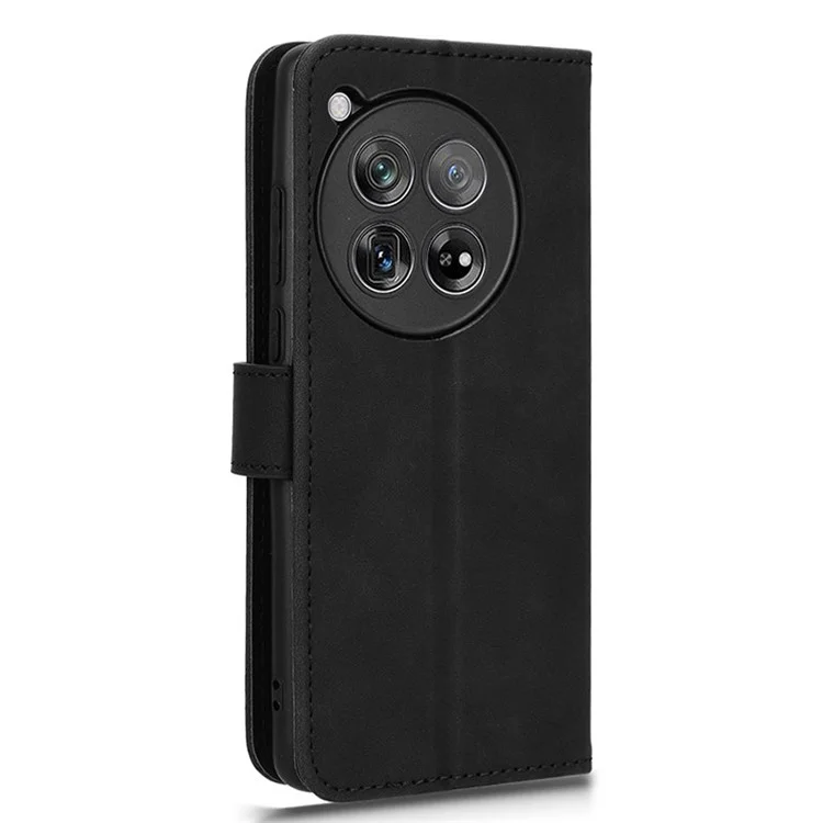 For OnePlus Ace 3 5G / 12R 5G Leather Case Skin-Feel Phone Cover with Wallet - Black