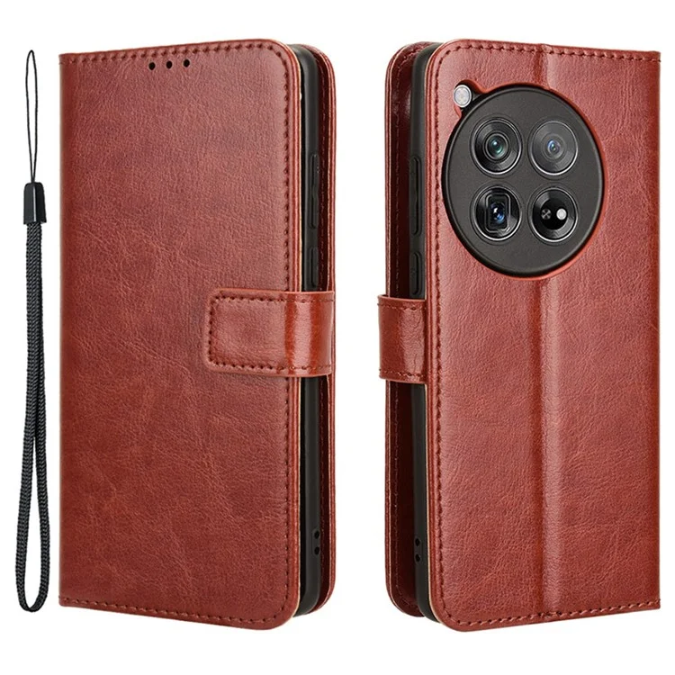 Für OnePlus Ace 3 5G / 12R 5G Handyhülle Pu-Leder Crazy Horse Texture Cover - Braun