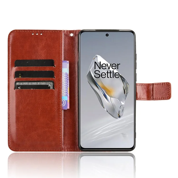 Für OnePlus Ace 3 5G / 12R 5G Handyhülle Pu-Leder Crazy Horse Texture Cover - Braun