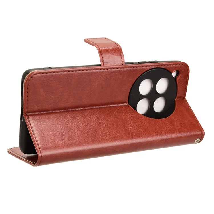 Für OnePlus Ace 3 5G / 12R 5G Handyhülle Pu-Leder Crazy Horse Texture Cover - Braun