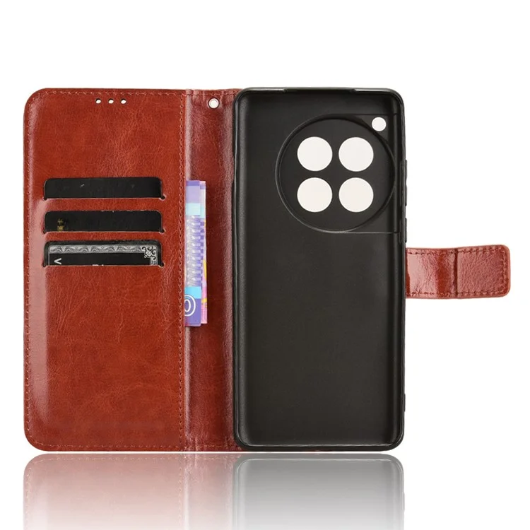 Für OnePlus Ace 3 5G / 12R 5G Handyhülle Pu-Leder Crazy Horse Texture Cover - Braun