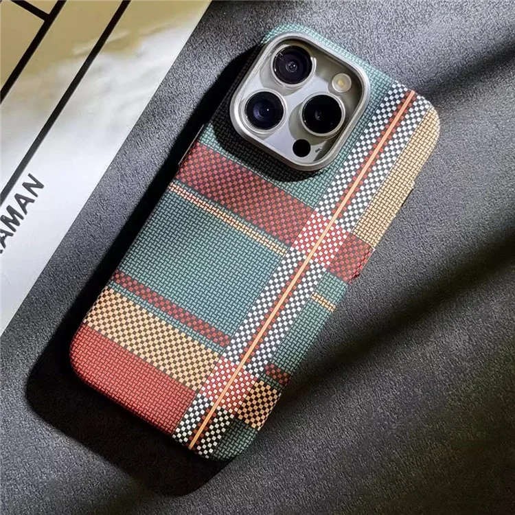 Hard PC Case for iPhone 12 6.1 inch / 12 Pro 6.1 inch Shell Carbon Fiber Texture Cover Compatible with MagSafe - Red  /  Green