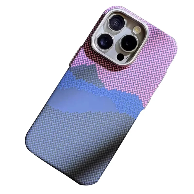 Hard PC Case for iPhone 12 6.1 inch / 12 Pro 6.1 inch Shell Carbon Fiber Texture Cover Compatible with MagSafe - Pink