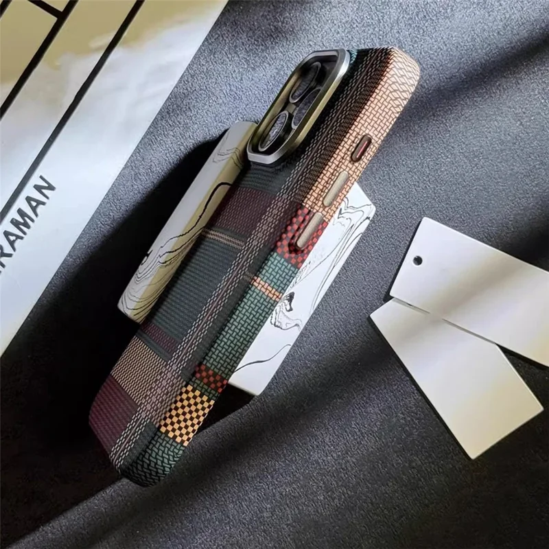 Hard PC Case for iPhone 12 6.1 inch / 12 Pro 6.1 inch Shell Carbon Fiber Texture Cover Compatible with MagSafe - Pink