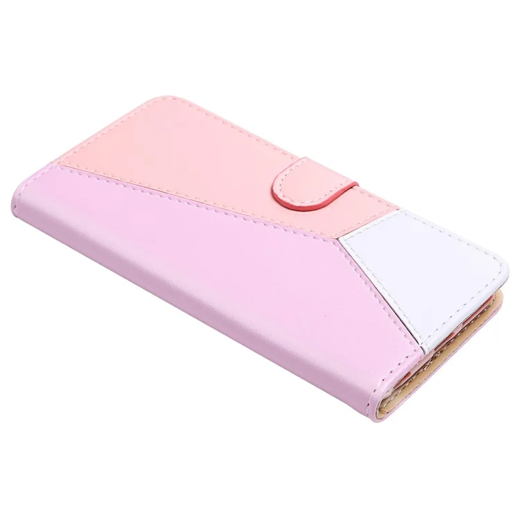 Für Samsung Galaxy A55 5G Cover Three-color Splicing Ledertasche - Lila+Rosa+Weiß