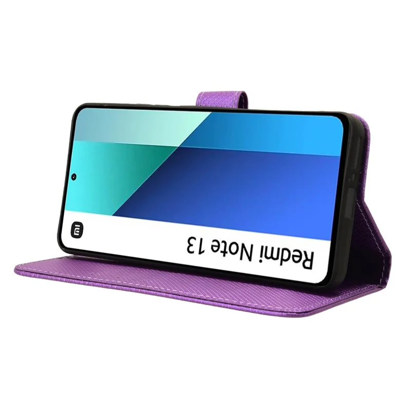 For Xiaomi Redmi Note 13 4G Wallet Phone Case Diamond Texture PU Leather Cover - Purple