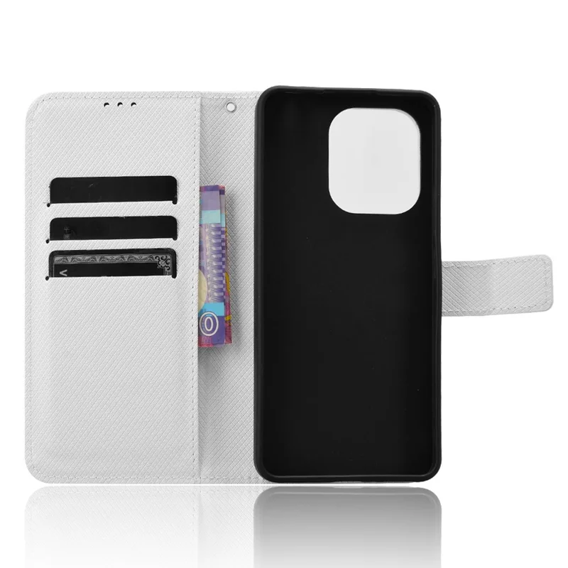 For Xiaomi Redmi Note 13 4G Wallet Phone Case Diamond Texture PU Leather Cover - White