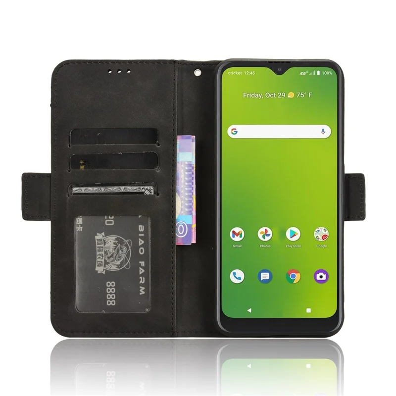 For Cricket Icon 5 / AT&T Motivate 4 Case Leather Phone Cover with Card Holder Wallet - Black