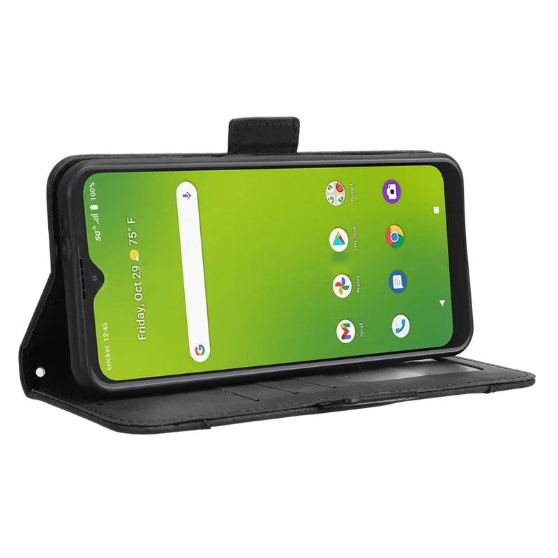 For Cricket Icon 5 / AT&T Motivate 4 Case Leather Phone Cover with Card Holder Wallet - Black