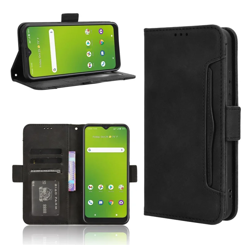 For Cricket Icon 5 / AT&T Motivate 4 Case Leather Phone Cover with Card Holder Wallet - Black